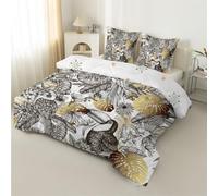 buyluhn Piumino king size tropicale Monstera reversibile per tutte le stagioni, 7,5 tog, con motivo tucano, lavabile in lavatrice, per letto estivo e invernale, leggero, 2 federe e E17