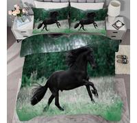buyluhn Piumino queen size con cavallo nero, reversibile, per tutte le stagioni, per letto matrimoniale, 7,5 tog, lavabile in lavatrice, per letto matrimoniale estivo e invernale, leggero, 2 federe