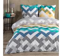 Buymax® Copripiumino Matrimoniale 200x220 100% Cotone 3 Pezzi Copripiumino - Set Biancheria da Letto 200 x 220 cm con 2 Federe 80x80 cm, Copripiumino Renforcé ÖKO-TEX con Cerniera