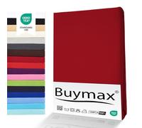 Buymax® Lenzuolo con Angoli Matrimoniale King Size 200x200 cm in 100% Cotone Jersey - Colore Rosso, per Materassi fino a 25 cm di Altezza