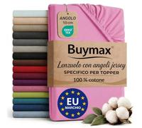 Buymax® Lenzuolo con Angoli per Topper Matrimoniale King Size 200x200 cm - 100% Cotone Jersey, Rosa Antico, per Materassi fino a 12 cm di Altezza
