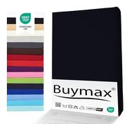 Buymax® Lenzuolo con Angoli per Topper Una Piazza e Mezza 140x200 cm - 100% Cotone Jersey, Noir, per Materassi fino a 12 cm di Altezza