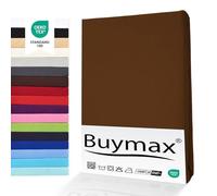 Buymax® Lenzuolo con Angoli Una Piazza e Mezza 120x200 cm in 100% Cotone Jersey - Colore Cioccolato, per Materassi fino a 25 cm di Altezza