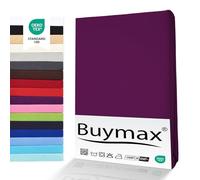 Buymax® Lenzuolo con Angoli Una Piazza e Mezza 140x200 cm in 100% Cotone Jersey - Colore Melanzana, per Materassi fino a 25 cm di Altezza