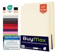 Buymax® Set 2 Pezzi Lenzuola con Angoli per Lettino Bambino 60x120 cm in 100% Cotone Jersey - Colore Beige, per Materassi fino a 15 cm di Altezza
