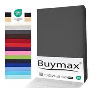 Buymax® Set 2 Pezzi Lenzuolo con Angoli Matrimoniale King Size 200x200 cm in 100% Cotone Jersey - Colore Antracite, per Materassi fino a 25 cm di Altezza