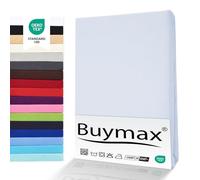 Buymax® Set 2 Pezzi Lenzuolo con Angoli Matrimoniale King Size 200x200 cm in 100% Cotone Jersey - Colore Bianco, per per Materassi fino a 25 cm di Altezza