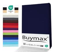 Buymax® Set 2 Pezzi Lenzuolo con Angoli Singolo 100x200 cm in 100% Cotone Jersey - Colore Blu Navy, per Materassi fino a 25 cm di Altezza