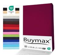 Buymax® Set 2 Pezzi Lenzuolo con Angoli Una Piazza e Mezza 120x200 cm in 100% Cotone Jersey - Colore Bordeaux, per Materassi fino a 25 cm di Altezza