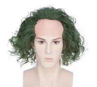 BUYOGET Parrucca corta da uomo, verde scuro, capelli calvi, per cosplay, feste di Halloween, film