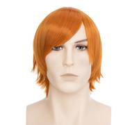 BUYOGET Parrucche corte per cosplay, colore arancione, dritte, 20,3 cm, universali, per costume di Halloween, da