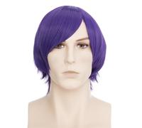 BUYOGET Parrucche per cosplay, corte, viola, dritte, 20,3 cm, universali, per costume da uomo e donna