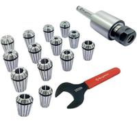 Buyohlic ER20-14 pezzi Set di pinze Gamma 1/16-1/2" Collet Live Centro girevole con chiave (cono Morse (МТ2))
