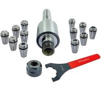 Buyohlic ER25-12 pezzi Set di pinze (gamma 1/8-5/8") Collet Live Revolving Center con chiave (cono Morse (MT2))
