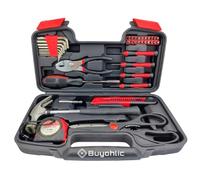 Buyohlic Kit di 39 attrezzi per principianti - Utensili generici per la casa con valigetta in plastica