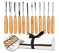 Buyohlic Strumenti per intaglio del legno, kit da 12 pezzi con martello e custodia in tela per la lavorazione del legno, set di scalpelli per principianti e professionisti