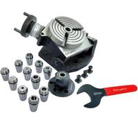 Buyohlic Tavola rotante inclinabile a 3 fessure da 100 mm con adattatore ER e dadi a T con chiave (ER16-12 pezzi set di pinze (gamma 1/32-3/8''))