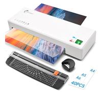 Buyounger Laminatore 4 in 1 Termico e a Freddo Con 40 Pouches - Per A4 A5 A6 9 Pollici - Per Casa, Scuola, Ufficio - Con Taglierina e Arrotondatore Angoli
