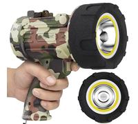 BUYSIGHT Torcia ricaricabile con faretto, 1200 lumen, impermeabile, IP67, lanterna da campeggio COB con filtro rosso (grigio mimetico-COB)
