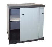 BuyStar Armadio in Resina con Anta Scorrevole da Esterno - Ripiani Interni, Senza Viti, Robusto, Garage, Terrazzo, Officina, Lavabile, Organizzazione - Made in Italy (68X40,5X85h cm)