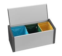 BuyStar Baule Cassapanca 87 Lt per Raccolta Differenziata 85x34x38 cm + 3 Borse per Riciclaggio - da Esterno, Anti Odore, in Resina, Terrazzo, Giardino, Organizzazione, Stoccaggio - Made in Italy