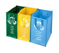 BuyStar Borse Raccolta Differenziata Lavabili Dimensioni 66,5x35x49,5h cm - Interno, Contenitori, Riciclaggio di Carta, Plastica, Vetro, Pattumiera, Organizzazione, 3 Scomparti - Made in Italy