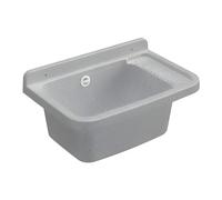 Buystar Lavandino Pilozzo a Muro Rettangolare in Resina Forabile - Sifone, Piletta, da Esterno, Interno, Vasca, Lavanderia, Garage, a Mano, Lavaggio - Resistente agli Acidi (Granito | 60x40x25h cm)