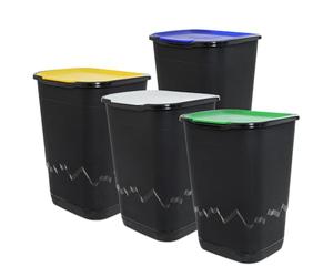 BuyStar Set 4 Pattumiere per Raccolta Differenziata 50 lt per Riciclaggio Organizzato - Cestini, Bidoni, da Interno, da Esterno, Robusto, Anti odore - Diversi Colori