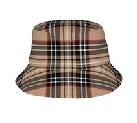 Buytruew Cappello da pescatore unisex classico tartan in stile britannico cappello da sole per donne uomini nero, Nero , Etichettalia unica