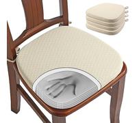BUYUE Cuscino per sedia in memory foam, 4 pezzi, jacquard, 40 cm, a forma di U, confortevole cuscino per sala da pranzo, rimovibile, antiscivolo, da cucina, (4 pezzi, beige)