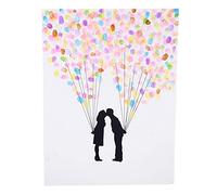 BuyWeek Impronta digitale, albero di nozze, 6 colori, 30 × 40 cm, tela per anniversario, compleanno, firma (4# due bouquets of palloncini)