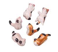 BuyWeek Porta Bacchette Gatto Fortunato, 6 Pezzi/Set Poggia Bacchette Gatto Fortunato in Ceramica Ornamenti Artigianali per la Decorazione Domestica