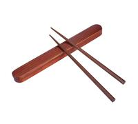 BuyWeek Set di Bacchette Riutilizzabili con Astuccio, 25 × 2,8 × 1,8 cm | Bacchette giapponesi in legno color cioccolato con custodia estraibile, adatte per sushi, ramen e piatti cinesi o coreani