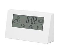 BuyWeek Sveglia Digitale, Comodino Orologio da Tavolo Orologio Elettronico con Luce LCD Ora Data Temperatura Umidità Display Funzione Snooze(Bianco)