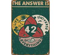 Buywell 42 The Answer To Life The Universe And Everything Poster Decorazione per gli amanti della scienza Poster Wall Art Tin Sign Decor Metal Sign Poster 20 x 30 cm