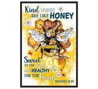 Buywell Targa in metallo retrò con proverbi 16:24 "Kind Words are Like Honey-Bible Verse Wall Art Great Inspirational and Biblical Gift Music Bar Club Men's Cave Art Decor Poster da parete - 14,9 x