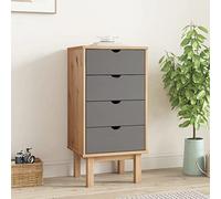 Buzaza Cassettiera OTTA Marrone e Grigio 45x39x90 cm in Legno di Pino,Mobile Cassettiera Mobiletto Cassetti Settimino in Legno MDF Moderno Arredamento Casa Camera da Letto