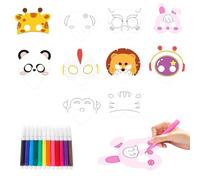 Buziba 10 maschere da colorare con animali, fai da te, in carta bianca, per graffiti, bomboniere, per bambini, safari, giungla, animali a tema, feste di compleanno, cosplay, Halloween