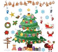 Buziba 80 adesivi da parete per albero di Natale, Natale, feste, calze, fiocchi di neve, Babbo Natale, decalcomanie da parete fai da te per bacheca, decorazione per casa, aula e l'ufficio