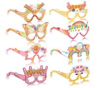 Buziba 8pcs Groovy Party Decorazioni Groovy Occhiali Photo Booth Puntelli Hippie Retro Boho Occhiali di Carta Groovy Hippie Festa di Compleanno Bomboniere Forniture