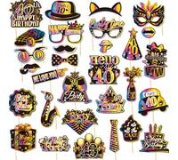 Buziba Kit di 30 accessori per cabina fotografica di compleanno, per feste di compleanno, divertenti decorazioni per feste di compleanno, per uomini e donne (40°)