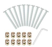 BUZIFU 10 Pz Bullone per Mobili M6x60mm Bulloni e Dadi in Acciaio al Carbonio Zincato Viti a Testa Cilindrica con Dado del Barilotto M6 Bulloni Mobili Set per Mobili Lettino per Culle Sedie a Castello