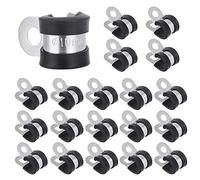 BUZIFU 20 Pezzi 10 mm Morsetto a P per Cavi in Acciaio Inox 2/5 Pollici Fascette Stringitubo, Morsetto per Tubo Flessibile con Inserto di Gomma per Fissaggio