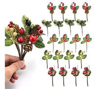 BUZIFU 20 Pezzi Rami di Abete Artificiali Bacche di Natale Artificiale Rami di Pino Artificiale di Natale Plettri di Pino Artificiali per Decorazioni per Albero di Natale Ghirlanda Natale e Fai da Te