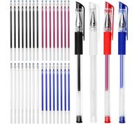 BUZIFU 4 Pz Penne Cancellabili a Caldo con 32 Pezzi Ricariche Sostituibili Penne Marcatrici per Tessuti a 4 Colori Penn e Cancellabili a Caldo per Tessuti Pennarelli per Stoffa per Cucito e Sartoria