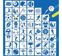 BUZIFU 50 stencil a sfera per dipingere 4 pollici, set di stencil per lo sport, riutilizzabili, stencil da disegno in plastica del pallacanestro, badminton di più