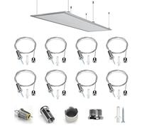 BUZIFU 8 Pezzi Kit Sospensione Pannelli Led Cavi Acciaio per Sospensioni 1m Filo Acciaio per Lampadari Set Cavi Sospensione Acciaio Cavo Lampadario Sospensione per Pannello LED Lampade a Sospensione