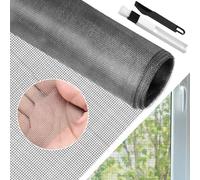 BUZIFU Zanzariera al metro, in fibra di vetro, 150 x 150 cm, zanzariera in rete con spazzola per la pulizia delle finestre, protezione contro le zanzare, resistente ai raggi UV per finestre e porte