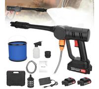 Buzle - Kit di pulizia auto senza fili, rondelle elettriche portatili con 2 batterie ricaricabili, bottiglia in schiuma, kit di pulizia auto per recinzioni e cortile, colore: nero