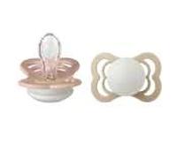 BUZZ ITALIA Srl BIBS CIUCCIO GLOW SUPREME SIMMETRICO SILICONE ROSA CIPRIA/VANIGLIA SIZE 2 BOX 2 PEZZI